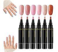 6PCS 3 In 1 Gel Nail Polish Pens,3 en 1 Stylos à Vernis à Ongles,36 Couleurs Vives 8ml, Séchage Rapide Résistant à l'Écaillage Durable, Facile à Utiliser pour Nail Art DIY à la Maison (6Color A)