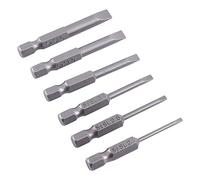 6pcs 50mm 1/4 pouce hexagonale tête plate tête magnétique embout fendu tournevis bits mis 2.0mm / 2.5mm / 3mm / 4mm / 5mm / 6mm, acier S2
