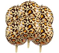 6Pcs 56Cm Leopard Printed Balloons Cheetah Balloons 4D Leaf Animal Balloon For Zoo Jungle Kindergarten Birthday Animal Theme Party Decoration Supplies