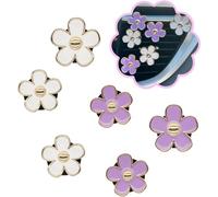6pcs Alliage Chrysanthème Voiture Vent Clip Désodorisant Élégant et Décoration de Parfum Intérieur Réutilisable 3.3cm/3cm Accessoire Mode Femme (Blanc-Violet)