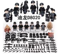 6pcs Anti-Mafia Action Group Military Building Blocks Figurines Small Particles Assembly Police Doll Toys