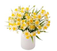6PCS Artificial Daffodils Flowers 14.6 Inch That Look Real, Faux Yellow Daffodils Bouquet with Long Stems, Realistic Silk Fake Flowers for Home Garden Office Wedding Party Easter Indoor Outdoor Decor