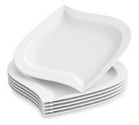 6pcs Assiettes à Dessert Gâteau Plates Vaisselles Assiette Carrée Porcelaine Plat Service de Table Malacasa Série ELVIRA