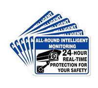 6pcs Autocollant de Vidéo Surveillance 24 Heures, 17,8x12,7cm Panneau de Surveillance de Caméra Étanche Panneau de Caméra de Sécurité Adhésif Puissant pour La Sécurité Du Véhicule à Domicile