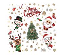 6pcs Autocollants De Fenêtre De Noël - Décalcomanies De Vacances Auto-adhésives Réutilisables | Décorations De Fenêtres Festes Du Père Noël, Des Wapitis Et Des Fêtes De Flocons De Neige Pour La Maison