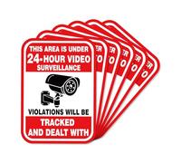 6pcs Autocollants de Vidéosurveillance, 17,8x12,7cm Adhésif Puissant pour Enregistrement de Caméra Panneau de Sécurité Panneau de Surveillance de Caméra pour La Maison et Le Véhicule