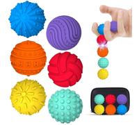 6Pcs Balle Sensorielle, Magnétiques Texturées Boule Anti Stress pour Adulte Enfant, Jouet Sensoriels Silicone Fidget Toys de Destressant, Portables Multicolore Boules d'Massage (B)