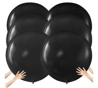 6Pcs Ballon Gonflable Géant 90cm, Ballon Géant Noir Ballon Géant Gonflable en Latex Épais Ballons Forts pour Anniversaire Mariage Fête de Noël (Noir)