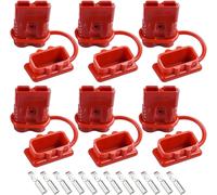 6Pcs Batterie Connecteur 50A avec Couvercle Anti-Poussière,Connectique Batterie Paire de Prise Connecteur 50A Batterie Connexion Rapide Prise de Connecteur 50Amp 600V,Rouge