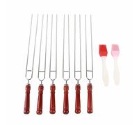 6Pcs BBQ en Acier Inoxydable Barbecue Fourchettes avec 2Pcs Silicone BBQ Brosses De Haute Qualité Antirouille Antidérapant Poignée BBQ Outils Ensemble pour Griller Cuisson en