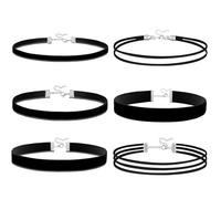6pcs Black Choker Necklace for Women Black Velvet Choker Set Layered Black Choker Necklaces Classic Chokers for Women Girls Adjustable Gothic Lace Black Collar