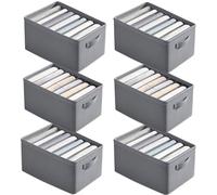 6Pcs Boite Rangement Vetement, Organisateur de Tiroir Organisateur Armoire Vetement avec Compartiments et Poignée, Pliable Rrganisateur Vêtement pour Sous-Vêtements, T-shirts, Pantalon, Vêtements