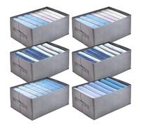 6Pcs Boite Rangement Vetement Tissu Organisateur Vetement Pliable et Lavable Rangement Dressing Pantalon Rangement Compartiments Pour Jeans Chemises Soutiens-Gorge T-shirt Tiroir Vetements (C)