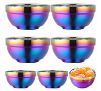 6pcs Bols en acier inoxydable pour enfants, isolation à double couche et lave-vaisselle SAFICE & Incassable Rice Bowl pour les adultes et les enfants, les en acier inoxydable bols