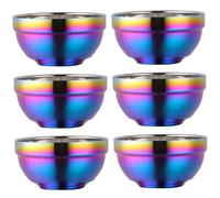 6pcs Bols en acier inoxydable pour enfants, isolation à double couche et lave-vaisselle SAFICE & Incassable Rice Bowl pour les adultes et les enfants