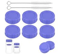 6pcs Bouchons Anti-Fuites pour Biberons Pigeon et Lansinoh, Couvercles Rechange pour Biberons de Voyage et Rangement avec Brosses de Nettoyage (Violet)