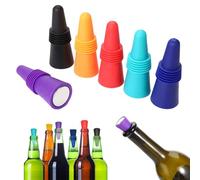 6PCS Bouchons de Vin,Bouchon Bouteille,en Silicone Réutilisables,Bouchon pour Bouteille de Vin,en silicone réutilisables pour bouteille de boisson avec bouchon en liège pour garder le vin frais.