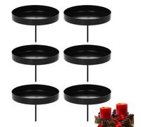 6PCS Bougeoir Noel pour Couronne de l'Avent 8cm Supports de Bougie en Métal Noir Doré Chandelier Bougeoirs Décoration de Noël (6, Noir)