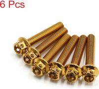 6Pcs Boulons de Moto en Acier Inoxydable Doré Vis de Fixation M6 x 35 mm