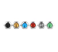6Pcs Bouton Interrupteur Métallique 2 Pins IP67 Waterproof Reset Sans Lumière 12mm(rouge, Vert, Jaune, bleu, noir, métallique)