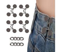 6pcs Boutons Réducteurs de Taille pour Pantalons Amples, Pinces Réutilisables Clip Taille Broche en Métal Sans Couture Accessoires Déco pour Vêtements Robes Jupes (Noir)