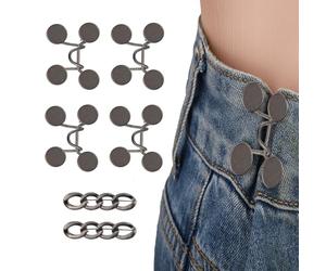 6pcs Boutons Réducteurs de Taille pour Pantalons Amples, Pinces Réutilisables Clip Taille Broche en Métal Sans Couture Accessoires Déco pour Vêtements Robes Jupes (Noir)