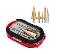 6pcs/Box Titanium Plated Drill Bit Set, Step Bit Set And Serrated Bit Set, Porous Step Drill Bits For Plastic, Wood, Metal. (Boxed 6PCS)