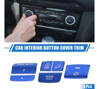 6pcs Centre Console Frein Main Bouton Garniture Compatible pour Honda Bleu