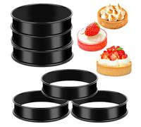 6PCS Cercle Patisserie,Cercle Tartelette,Rond Moules à Gâteaux,10cm Cercles à Pâtisseries,Noir Moules à Pâtisserie,Cercles à Tarte,Antiadhésifs Cercle a Tartelette pour Muffins Tartes Gâteaux Crumpets