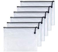6pcs Chemise Paquet Portefeuille Pochette en PVC Zip Document Dossier/PVC School Office Magazine Document File Zippy Closure Folder Holder Bag-Noir-B5