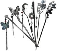 6pcs chinesische Haarstäbchen Vintage Haar Essstäbchen Tassel Haarstifte Hanfu Haar Zubehör für Frau Mädchen Haardekoration (O)