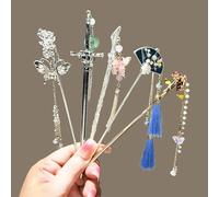 6pcs chinesische Haarstäbchen Vintage Haar Essstäbchen Tassel Haarstifte Hanfu Haar Zubehör für Frau Mädchen Haardekoration (C)
