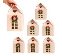 6PCS Christmas House Gift Boxes, Christmas Wonderland Cottage Gift Box - 3D Pop up Large House Shaped Paper Candy Box, Winter Festive Goodie Bags Decorations for Candies, Presents (Pink * 6PCS)