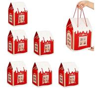 6PCS Christmas House Gift Boxes, Christmas Wonderland Cottage Gift Box - 3D Pop up Large House Shaped Paper Candy Box, Winter Festive Goodie Bags Decorations for Candies, Presents (Red * 6PCS)