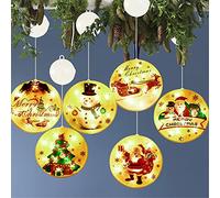 6pcs Christmas Window Decoration Led Light with Stickers PVC Merry Ornaments Mini Lantern (Color : A Size Shows)