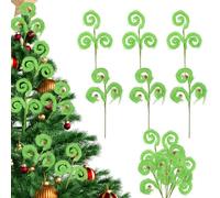 6pcs Cimes Sapin Noël, 43cm Décorations Pics d'arbre Vert Lime Bouclés Accessoires Ornements Noël à Poils pour Fournitures Décoration Craft Couronne Foyer Vacances