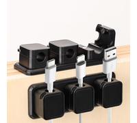 6pcs Clips de Câble Magnétiques, Support de Fil Adhésif Support de Fil avec 2 Bases Magnétiques Organisateur de Cordon Câble Réglable en Douceur Gestion des Câbles pour Ordinateur USB