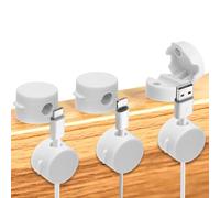 6pcs Clips de Gestion de Câbles Magnétiques, Support de Câble de Chargement de Téléphone Adhésif Puissant Gestionnaire de Câbles USB Organiseur de Câbles de Bureau pour la Maison Mur (Blanc)