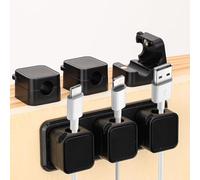 6pcs Clips de Gestion de Câbles Magnétiques, Support de Cordon Auto-Adhésif Support de Fil Organisateur avec Base Magnétique Support Câble de Chargement pour Câble Chargeur Table Nuit Bureau