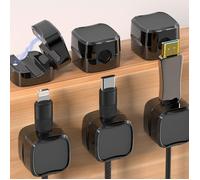 6Pcs Clips Magnétiques Pour Câbles, Support De Cordon, Gestion Des Câbles Sous Le Bureau Pour Bureau/Téléphone/ Voiture - Noir