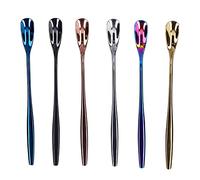 6pcs Coffee cuillère en acier inoxydable mélange cuillère épaissie de scoop de désert de thé glacé à poignée épaissie pour restauration de cuisine Silver Gold Blue Rose Gol noir