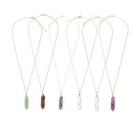 6pcs Collier en Cristal pour Les Femmes Unique Naturel STAILLE BIJELRIE Pendant Colliers de Pendentif à la Mode Amethyst Jade Tiger Eye