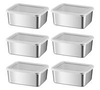 6pcs Conteneurs alimentaires en acier inoxydable avec couvercles, 600 ml Boîte à épreuves de pâte à pizza, boîte à épreuves de pâte réutilisables pour le déjeuner Préparence des fruits