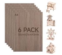 6PCS contreplaqué 3mm noyer A4 300 x210mm planche bois panneau feuille plaque bois walnut plywood Contreplaqué noyer découpe laser découpe laser gravure cnc pour diy Maquette et projets de décoration