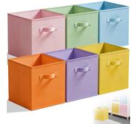 6Pcs Cube Rangement avec Poignées, 27X27X28cm Panier Boîtes Rangements Tissu Pliable, Paniers Boite Organisateur Cubes Bac Tissus Caisse Pliables Colorée pour Ranger Tiroirs, Vêtements, Jouet, Livres