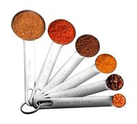6PCS cuillères à mesurer - 1/8 TSP, 1/4 TSP, 1/2 TSP, 1 TSP, 1/2 Tbsp, 1 Tbsp Cuillère à soupe à mesurer en acier inoxydable pour ingrédients de cuisine