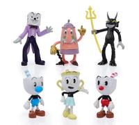 6pcs Cuphead Gâteau Topper Figurine décoration Mini Figurines Décorations de Gâteaux,Cuphead Figure Jouets,fête D'anniversaire Décoration Supplies Cupcake Topper pour Enfant Fête d'anniversaire