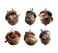 6pcs Décorations d'arbre De Noël en Forme d'animaux