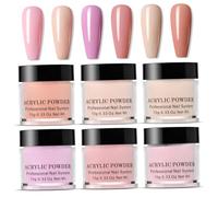 6pcs Dip Powder 6 couleurs Nudes Couleur en acrylique Nail Dip Poudre Pouiche à séchage rapide Kit de bricolage dur