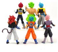 6pcs Dragon Ball Figurines Son Goku Black Zamasu Vegeta Broly Gogeta Kakarotto Super Saiyan 4 Anime Jouet modèle réduit